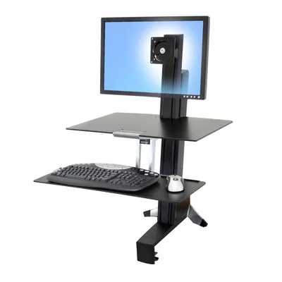 33-351-200 - Ergotron WorkFit-S, Single HD Workstation with Worksurface for Heavy Display (16ΓÇô28 lbs monitor) - Black