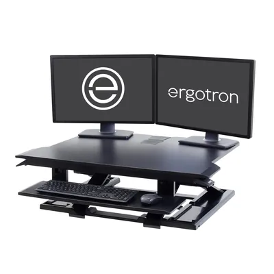 33-467-921 - Ergotron WorkFit-TX Standing Desk Converter Sit-Stand Desk Workstation - Height-Adjustable Keyboard - Black