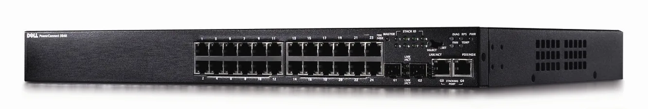 Dell 37YPX PowerSwitch N3024P 24-Ports PoE+ 10/100/1000Base-T RJ-45 2-Ports 10GBase-X SFP+ 2-Ports Combo Layer 3 Managed 1U Rack-mountable Network Switch