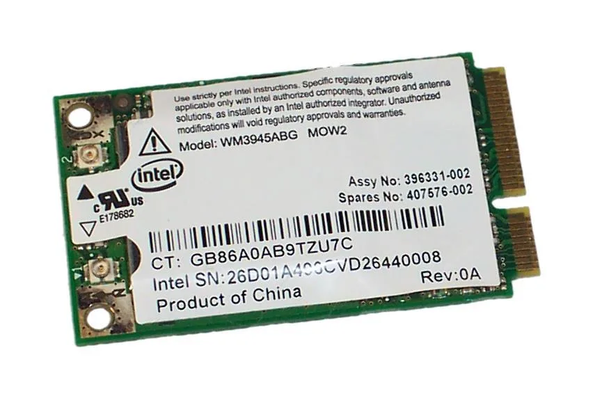 396331-002 - HP Broadcom 3945ABG Mini PCI-Express 802.11A/B/G Wireless Lan (WLAN) Network Interface Card for DV9000/DV2000 Series Notebooks