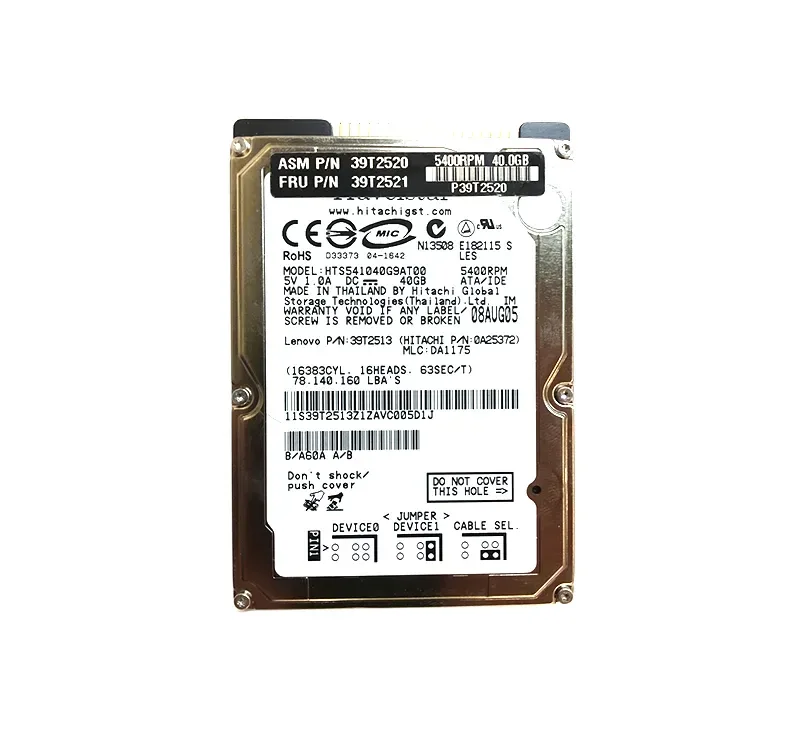 39T2513 - IBM Travelstar 5K100 40GB 5400RPM ATA-100 8MB Cache 2.5-inch Hard Disk Drive