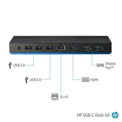 HP 3FF69AA#ABA USB-C Dock G4 Docking Station