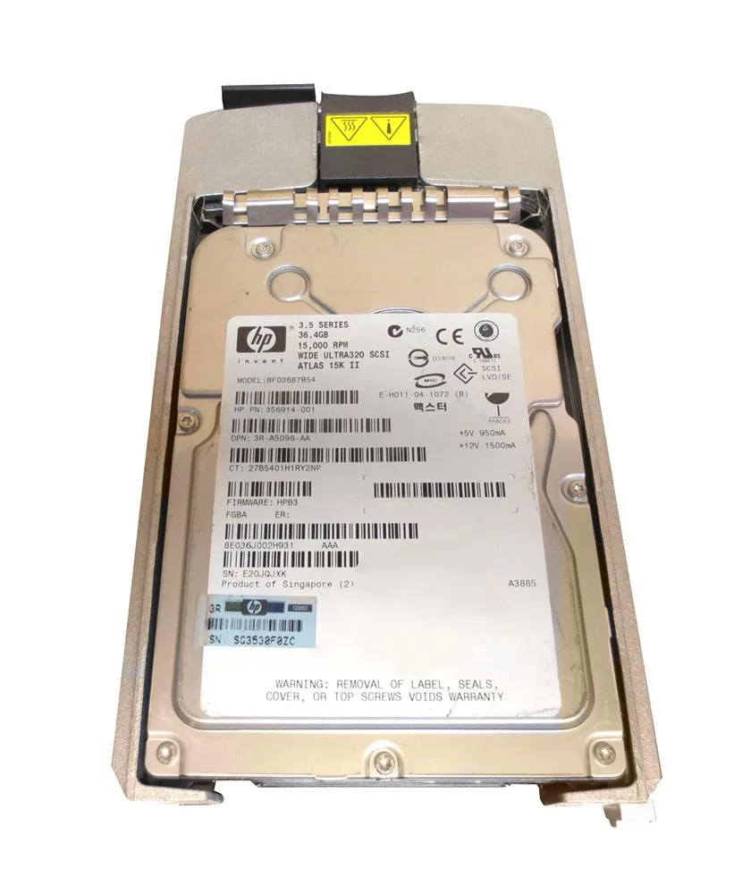 3R-A5098-AA - HP 36.4GB 15000RPM Ultra-320 SCSI Hot-Pluggable LVD 80-Pin 3.5-inch Hard Drive