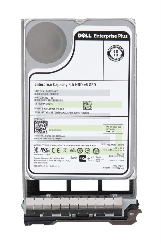 3T0XM - Dell 10TB 7200RPM SAS 12Gb/s 4KN 3.5-inch Hard Drive