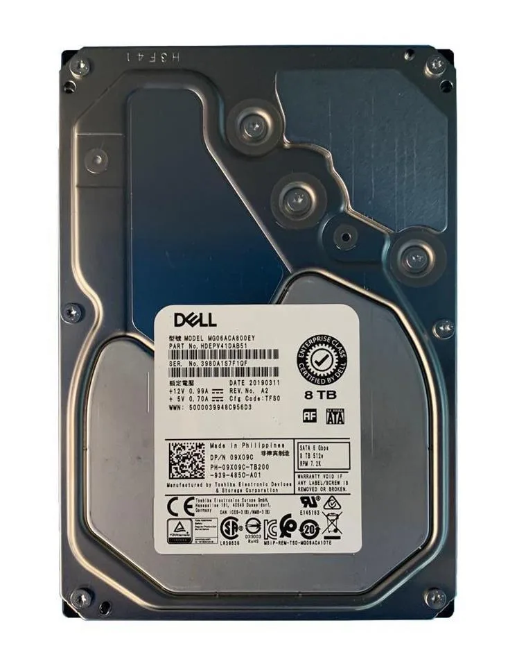 400-AHZK - Dell 8TB SATA 6Gb/s 7200RPM 512e 3.5-inch Hard Drive for 13Gen PowerEdge Server