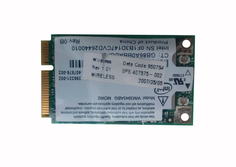 407575-002 - HP Broadcom 3945ABG Mini PCI-Express 802.11a/b/g Wireless Lan (WLAN) Network Interface Card for 6910P NC6400 NW9440 NX9420 Notebooks