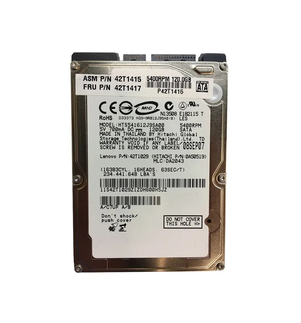 42T1417 - IBM / Lenovo 120GB 5400RPM SATA 1.5Gb/s 8MB Cache 2.5-inch Hard Drive for ThinkPad R61 T61