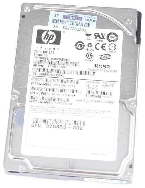 431954-002 - HP 72GB 10000RPM SAS 3Gb/s Hot-Pluggable 2.5-inch Hard Drive