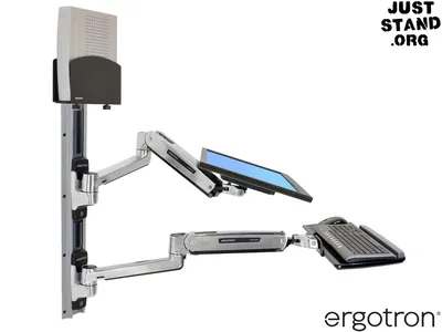45-359-026 - Ergotron LX Sit-Stand Wall Mount System, Small CPU Holder Keyboard & Monitor Mount