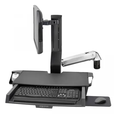 45-583-026 - Ergotron SV Combo Arm with Worksurface & Pan (polished aluminum) Keyboard & Monitor Mount Workstation