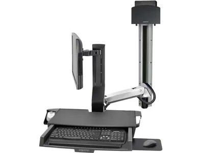 45-594-026 - Ergotron SV Combo System with Worksurface & Pan, Small CPU Holder (aluminum) Keyboard & Monitor Mount Workstation