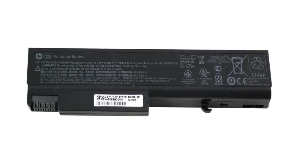 486296-001 - HP Notebook Battery 2550 mAh Lithium Ion (Li-Ion) 14.4 V DC