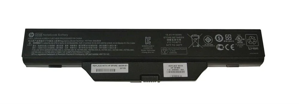 490306-001 - HP 8-Cell Lithium-Ion (Li-Ion) 14.4V 4400mAh Primary Notebook Battery for HP EliteBook 6700s/6800s Series Notebooks