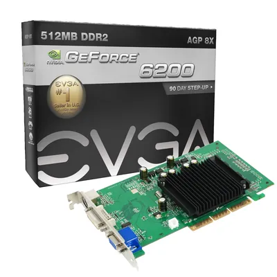 512-A8-N403-B1 - EVGA GeForce 6200 512MB 64-Bit GDDR2 VGA/ DVI-I/ S-Video/ AGP 8x Video Graphics Card