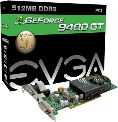 512-P1-N946-KR - EVGA GeForce 9400 GT 512MB DDR2 64-Bit PCI DVI/ D-Sub/ HDTV/ S-Video Out/ HDCP Ready Low Profile Video Graphics Card