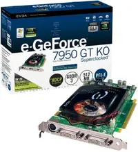 512-P2-N637-AR - EVGA e-GeForce 7950GT KO SuperClocked 512MB GDDR3 256-Bit PCI Express x16 Video Graphics Card