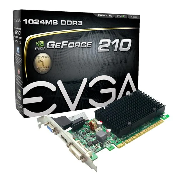 512-P3-1311-R1 - EVGA GeForce 210 512MB 32-Bit DDR3 PCI Express 2.0 x16 DVI-I/ HDMI/ VGA Video Graphics Card
