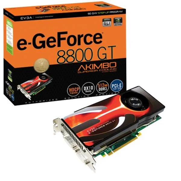 512-P3-N808-R1 - EVGA e-GeForce 8800 GT AKIMBO SuperClocked 512MB 256-Bit GDDR3 PCI Express 2.0 x16 HDCP Ready SLI Supported Video Graphics Card