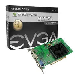 512P1N402B6 - EVGA GeForce 6200 512MB 64-Bit DDR2 PCI 2.1 VGA/ DVI-I/ S-Video Video Graphics Card