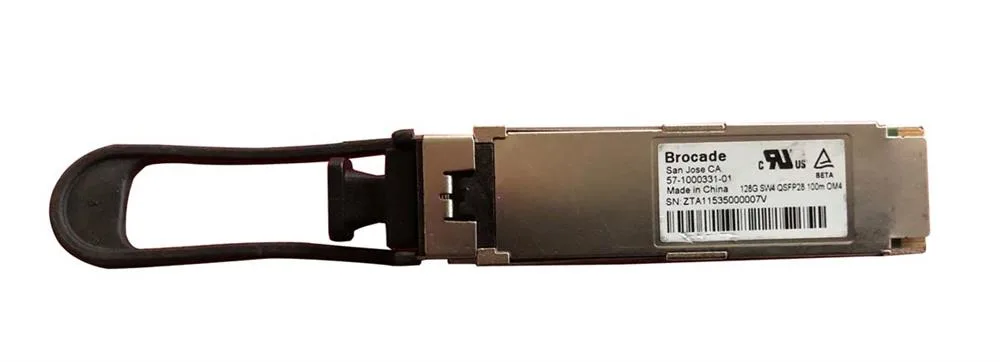 57-1000331-01 - Brocade 128Gb/s Short-Wave Fibre Channel Multi-Mode Fiber 100m 850nm MPO Connector QSFP28 Transceiver Module