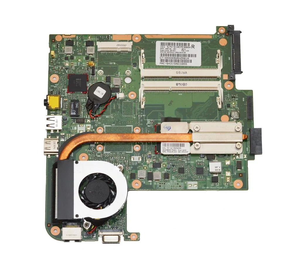 584134-001 - HP Motherboard with Heatsink/Fan Assembly for TouchSmart Tm2t-1000 Laptop Pc