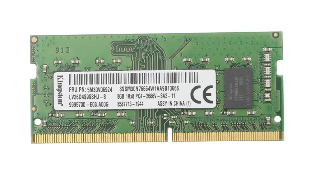 5M30V06924 - Lenovo 8GB DDR4-2666MHz PC4-21300 Non-ECC Unbuffered CL19 260-Pin SODIMM 1.2V Single Rank Memory Module