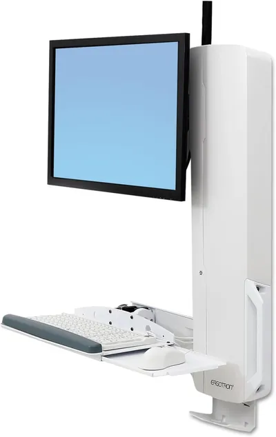 61-081-062 - Ergotron StyleView Sit-Stand Vertical Lift, High Traffic Area (white) Low-Profile Keyboard & Monitor Mount