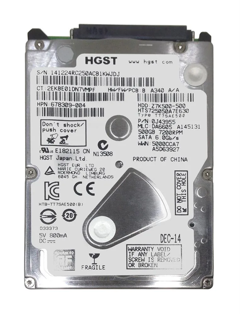 678309-004 - HP 500GB 7200RPM SATA 6.0Gb/s 32MB Cache 2.5-inch Hard Drive