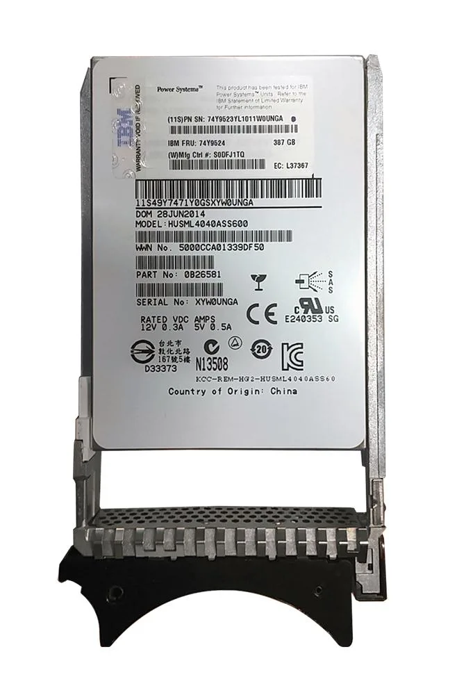 74Y9523 - IBM 387GB Multi-Level Cell (MLC) SAS 6Gb/s 2.5-inch Solid State Drive