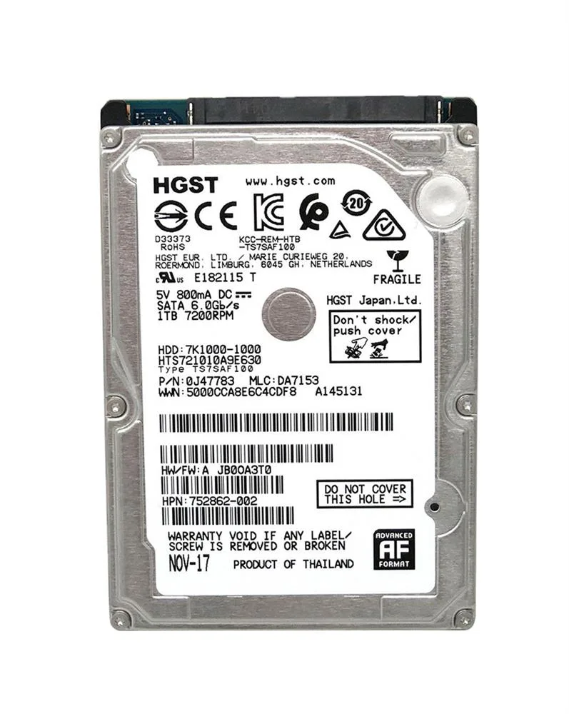 752862-002 - HP 1TB 7200RPM SATA 2.5-inch Hard Drive