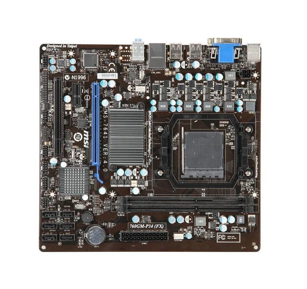 760GM-P34-FX - MSI MS-7641 Ver 4 Socket AM3+ AMD 760G + SB710 Chipset Support DDR3 2x DIMM 6x SATA 3.0Gb/s Micro-ATX Motherboard