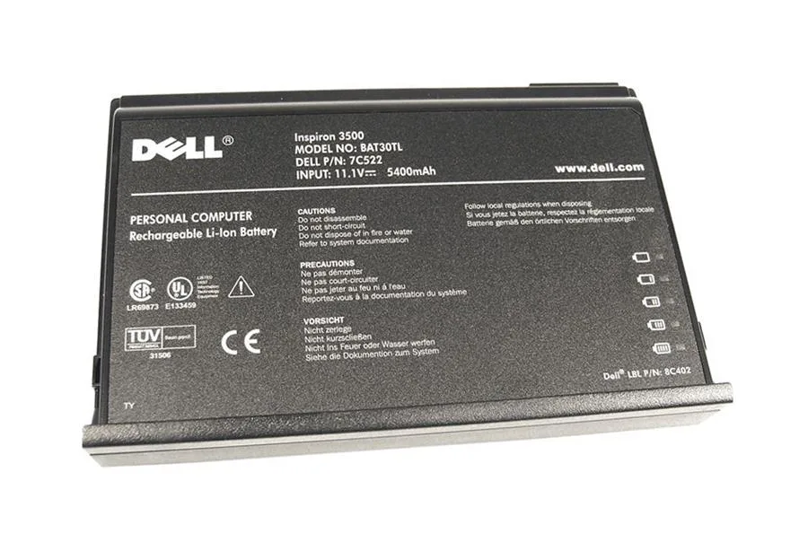 7C522 - Dell 6-Cell 5400mAh 11.1V Li-Ion Battery for Inspiron 3500 Series