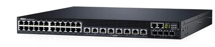 Dell 7PXV8 N3132PX-ON 24-Ports PoE 10/100/1000Base-T RJ-45 8-Ports PoE 5GBase-T RJ-45 4-Ports 10GBase-X SFP+ Layer 3 Managed 1U Rack-mountable Stackable Network Switch