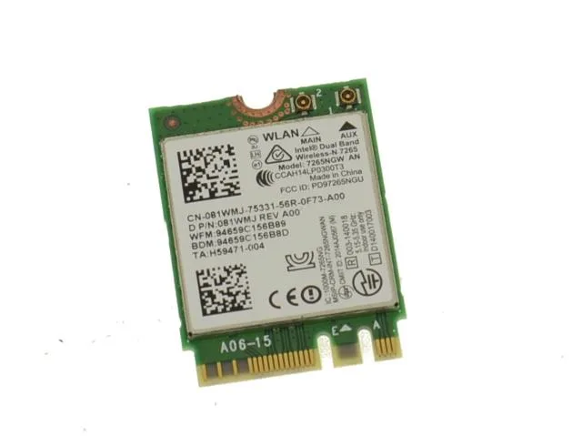 81WMJ - Dell WiFi Card Intel Centrino-N 7265 Mini PCI-Express 802.11ac/a/b/g/n Half-Height Bluetooth Dual Band Latitude E7440