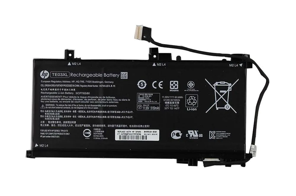 849910-850 - HP 3-Cell 5150mAh 61Wh 5.37Ah 13V Li-Ion Battery for OMEN 15-ax002ng/15-ax006ng/15t-ax200