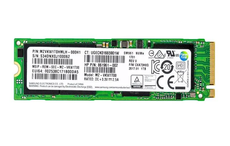 861961-002 - HP / Samsung SM961 1TB PCI Express (NVMe) M.2 2280 Solid State Drive
