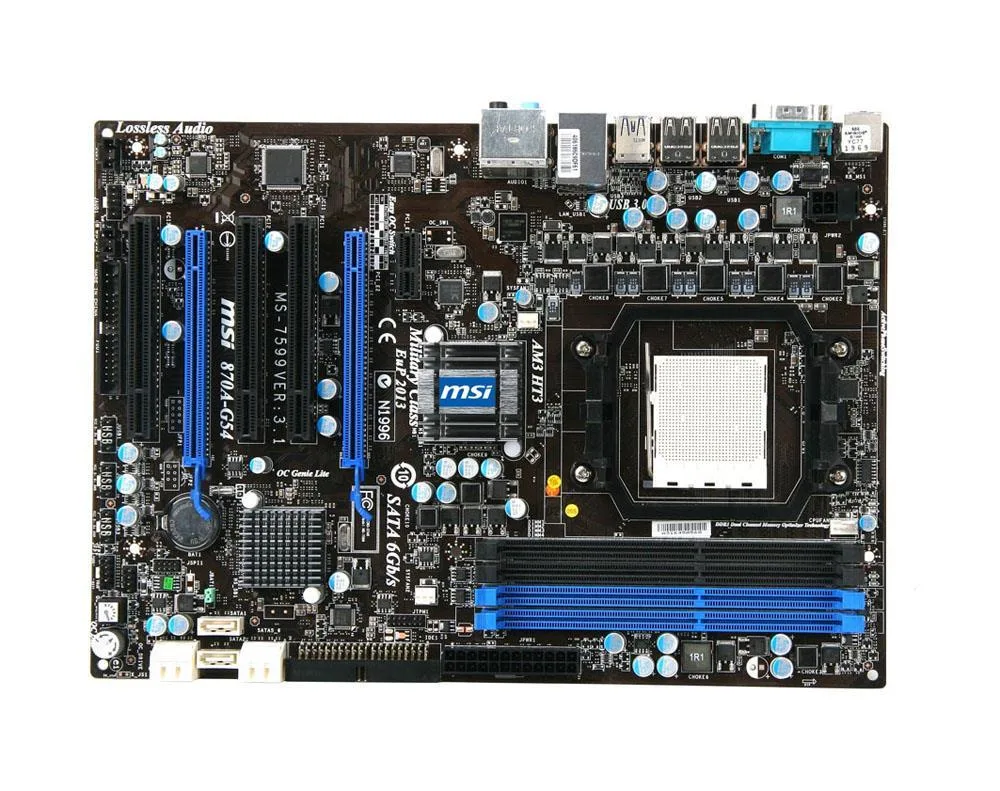870AG54 - MSI Socket AM3 AMD 870 + SB850 Chipset Support DDR3 4x DIMM 6x SATA3 3.0Gb/s ATX Motherboard