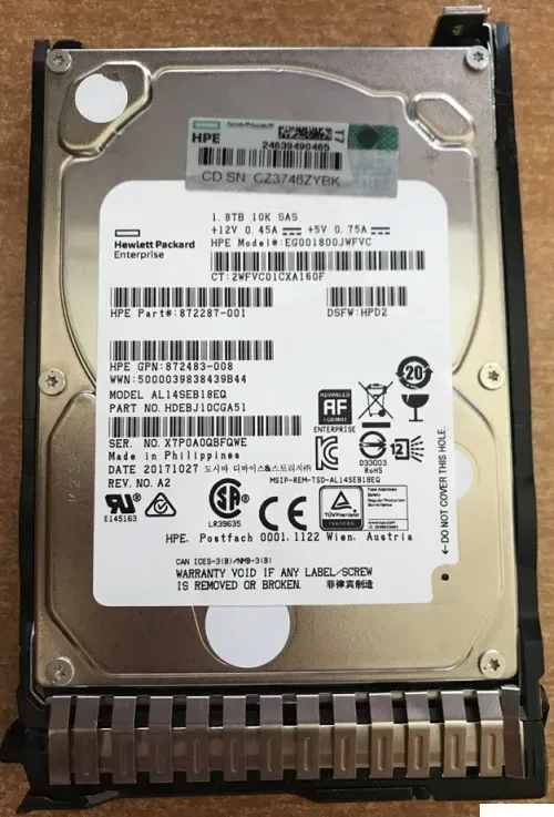 872287-001 - HP 1.8TB 10000RPM SAS 12Gb/s 512E 2.5-inch Hard Drive