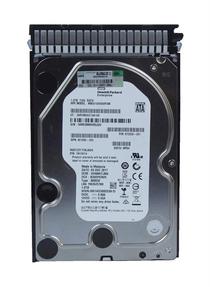 872329-001 - HP 1TB SATA 6Gb/s 7200RPM 3.5-inch Hard Drive