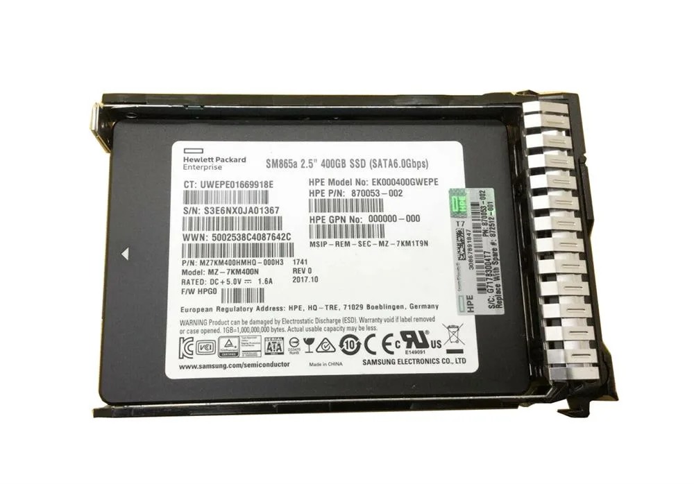 872512-001 - HP 400GB Multi-Level-Cell SATA 6Gb/s 2.5-inch Solid State Drive for ProLiant G9 / G10 Servers