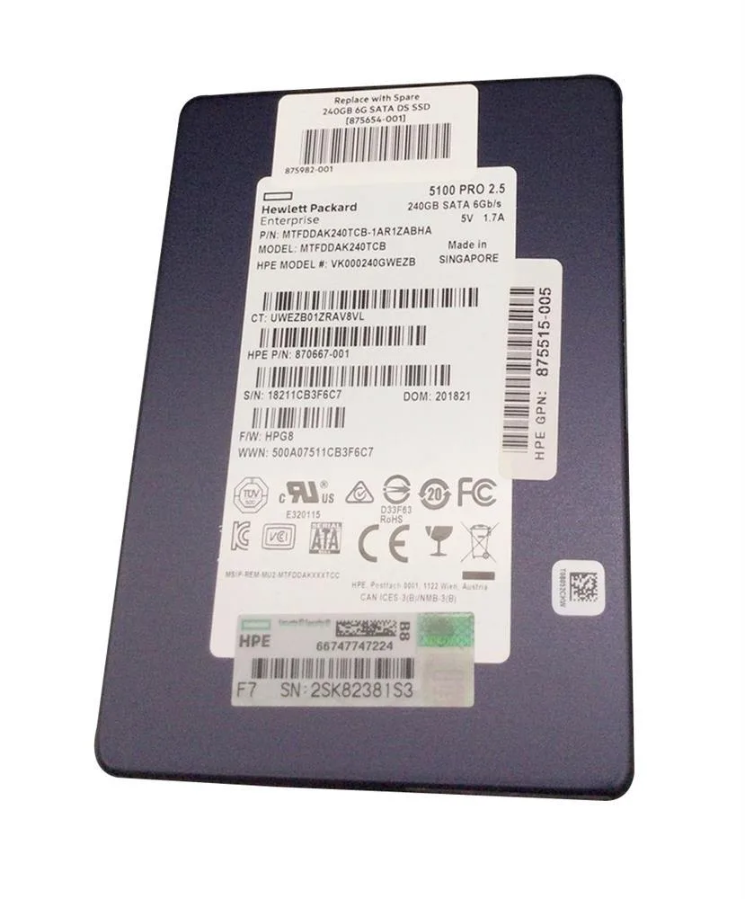 875654-001 - HP 240GB SATA 2.5-inch Read Intensive Solid State Drive