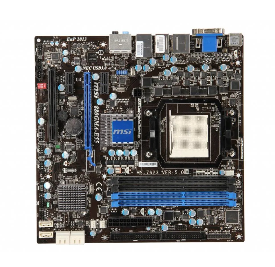 880GMA-E55 - MSI Desktop Motherboard AMD Chipset Micro ATX Socket AM3 PGA-941 16GB DDR3 SDRAM Ultra ATA/133 (ATA-7), Ultra ATA/100 (ATA-6), Ultra ATA/66 (ATA-5), Ultra ATA/33 (ATA-4) Serial ATA/600 Yes 7.1