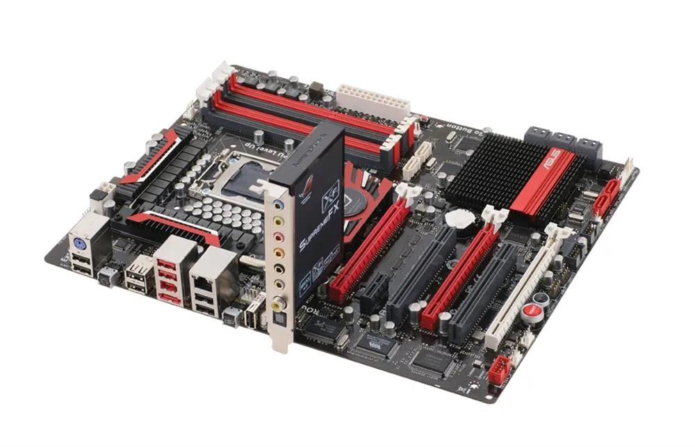 90-MIBAI0-G0EAY00Z - ASUS Republic of Gamers Maximus III Formula Desktop Board Intel P55 Express Enhanced SpeedStep Technology Socket 1156 16GB DDR3 SDRAM DDR3-1600/PC3-12800, DDR3-1333/PC3-10600, DDR3-1066/PC3-8500 CrossFireX, SLI ATX