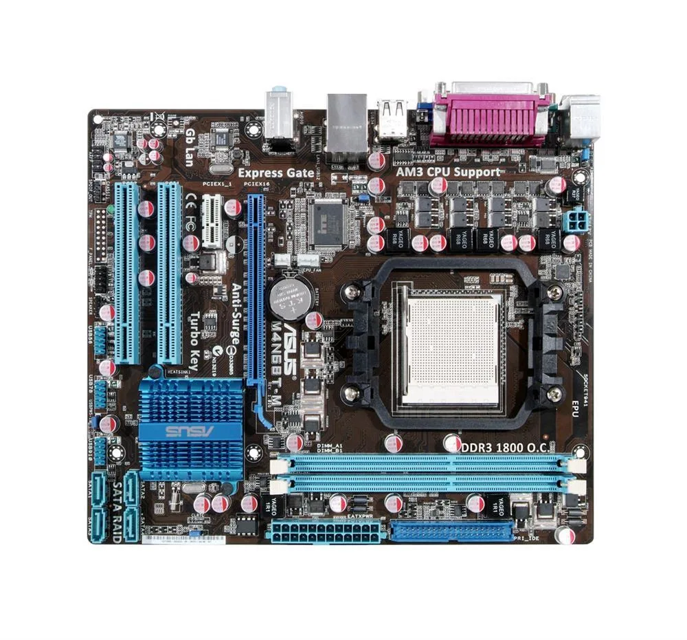 90-MIBC20-G0EAY0KZ - ASUS M4N68T-M Desktop Board nVIDIA GeForce 7025 HyperTransport Technology AM3 1000MHz, 800MHz HT 8GB DDR3 SDRAM DDR3-1333/PC3-10600, DDR3-1066/PC3-8500 Micro ATX