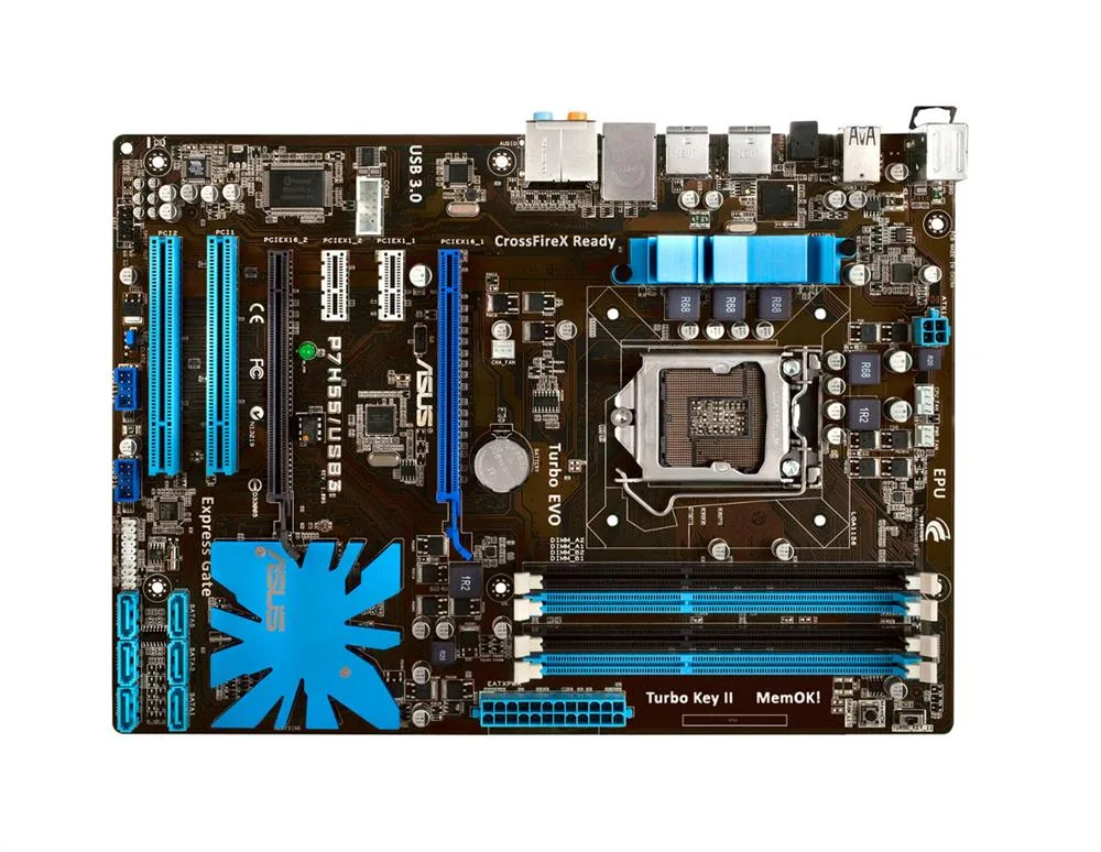 90-MIBCR5-G0EAY0DZ - ASUS P7H55/USB3 Desktop Motherboard Intel Chipset ATX Socket H LGA-1156 16GB DDR3 SDRAM Serial ATA/300 7.1