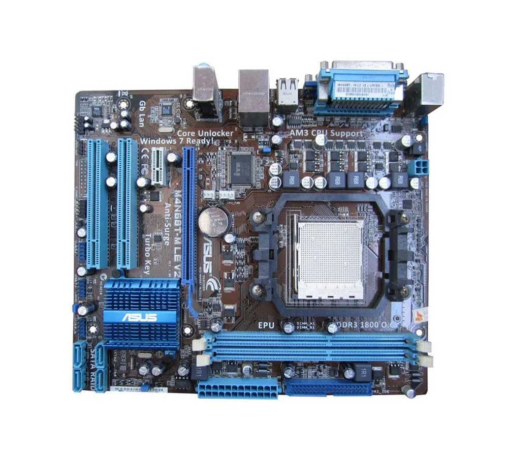 90-MIBDX0-G0EAY0DZ - ASUS M4N68T-M LE V2 Desktop Motherboard nVIDIA Chipset Micro ATX Socket AM3 PGA-941 1000MHz, 800MHz HT 16GB DDR3 SDRAM Ultra ATA/133 (ATA-7), Ultra ATA/100 (ATA-6) Serial ATA/300 Yes 7.1