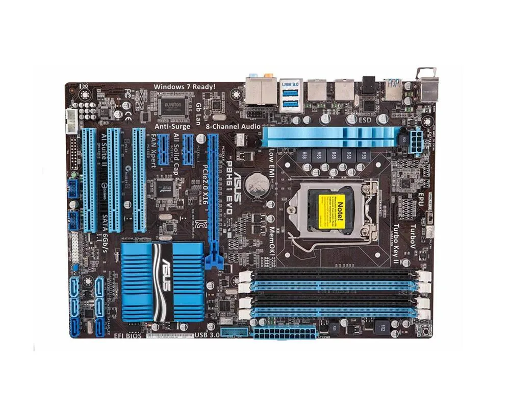 90-MIBGA0-G0EAY00Z - Asus P8H61 EVO Desktop Motherboard Intel Socket H2 LGA-1155 ATX 1 x Processor Support 16GB DDR3 SDRAM Maximum RAM Serial ATA/600, Serial ATA/300 No Controller No 1 x PCIe x16 Slot 2 x USB 3.0 Port