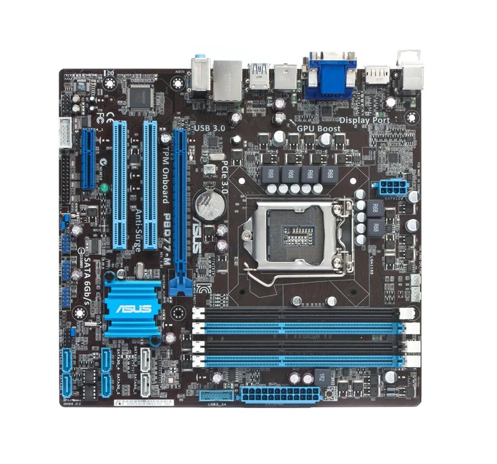 90-MIBHX0-G0EAY0KZ - Asus P8Q77-M Desktop Motherboard Intel Q77 Express Chipset Socket H2 LGA-1155 Micro ATX 1 x Processor Support 32GB DDR3 SDRAM Maximum RAM Serial ATA/600, Serial ATA/300 Yes Controller 1 x PCIe x16 Slot 2 x USB 3.0 Port