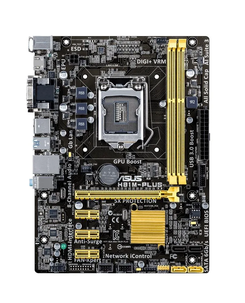 90MB0GI0-M0EAY0 - Asus H81M-PLUS Desktop Motherboard Intel H81 Chipset Socket H3 LGA-1150