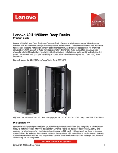 93074RX - Lenovo 42U 1200mm Deep Racks